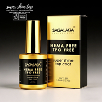 SAGALAGA 15ml Top Coat Gel Sans Essuyage Haute Brillance pour Nail Art, Gel de Finition Soak Off, Fourniture de Manucure Professionnelle