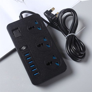 Dalgalanma koruyucusu Mini duvara monte güç kablosu masaüstü uzatma prizi kurşun evrensel güç şeridi 6 Port USB şarj aleti İngiltere AC çıkışı - Product Image 2