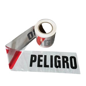 Ruban de signalisation de sécurité blanc et rouge à bon prix, sans adhésif, en film PE, imprimé, couleur personnalisée, taille personnalisable, logo personnalisé, modèle - Product Image 2