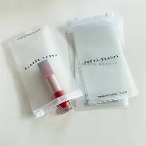 사용자 정의 로고 립스틱 포장 플라스틱 지퍼 잠금 가방 작은 지퍼 폴리 젖빛 PVC 메이크업 가방 보석 파우치 가방