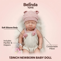 Belinda Toys Kinder 13-Zoll Silikon Reborn Babypuppen-Set Realistische Neugeborenen-Puppen Lebensechtes Silikon Echtes Baby Geschenkset Puppen