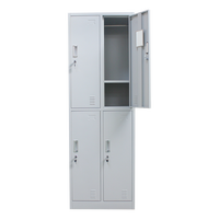 Casier de rangement métallique à 4 compartiments, armoire à vêtements en acier pour bureau, salle de sport, école, achat en gros, commerce extérieur, vente en gros