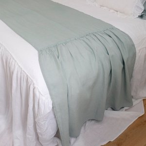Campioni di supporto sciarpa da letto di lusso lino arricciato biancheria da letto in puro lino Runner - Product Image 4