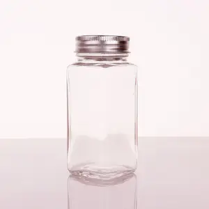 Low Price French Square 4oz Glass Bottle for Salt 120ml Customized Logo Printing Glass Spice Jars with Aluminum Lid