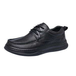 Chaussures habillées en cuir véritable pour hommes, à bout rond, à lacets, semelle souple en caoutchouc, style automne uni, pour le bureau et la carrière - Product Image 5