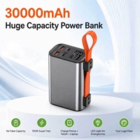 Chargeur portable USB-C 100W, batterie externe 30000mAh avec double port PD, double port USB et affichage de la puissance