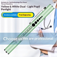 Lampe torche stylo rechargeable pour usage domestique, double source lumineuse LED jaune et blanche, en acier inoxydable, lampe d'examen buccal, indice de protection IP20, 3-5