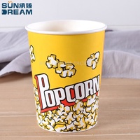 Gobelet à popcorn de cinéma jetable personnalisé avec logo, plusieurs spécifications (32/46/64/85/120/130 oz), avec couvercle en dôme