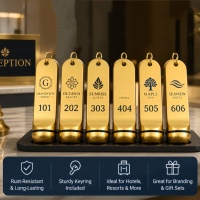 Porte-clés personnalisé en alliage de zinc et laiton avec logo pour chambre d'hôtel, porte-clés de motel, porte-clés métallique pour chambre d'hôtel, étiquettes de clés avec logo