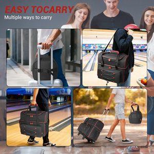 Bolsa de Almacenamiento para Bolas de Boliche con Ruedas Dobles y Compartimento Independiente para Zapatos - Product Image 5