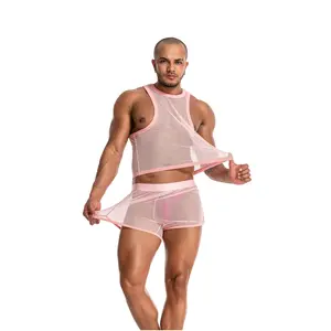 OEM Service <span class=keywords><strong>Mens</strong></span> Mesh See-Through senza maniche uomo canotta T Shirt Fishnet aderente Muscle Custom Tank <span class=keywords><strong>Crop</strong></span> <span class=keywords><strong>Top</strong></span> uomo - Product Image 1