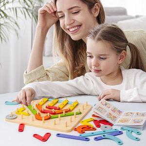 Preschool Brain Teaser Graphical Toys Kids Toddlers Wooden Creative Block Geo Board <b>Puzzle</b> - Product Image 3