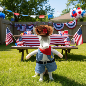 Disfraz de Vaquero para Perro, Azul Vaquero, Talla Extra Pequeña, Ajustable, para el Día de la Independencia - Product Image 2