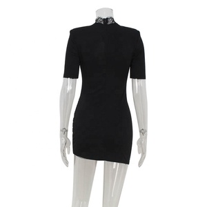 AIMEISI Abito Corto da Festa alla Moda con Inserti in Pizzo e Dettagli Traforati, Vestito Aderente Semplice per Donne - Product Image 6