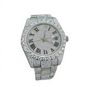 Montre automatique de luxe Hip Hop Iced Out avec diamants Moissanite et bracelet en acier inoxydable à boucle déployante pour homme - Product Image 1