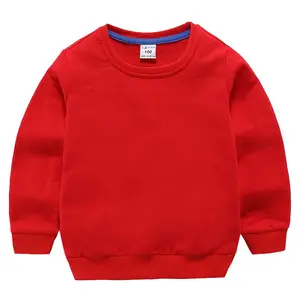 Mode Frühling einfarbigen Druck einfache Rundhals ausschnitt Junge Baumwolle Sweatshirt Kinder ohne Kapuze