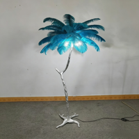 Lampe sur pied décorative en plumes d'autruche, style luxe léger américain, populaire pour les salons, les chambres, les hôtels et les villas