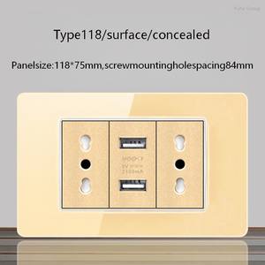 Enchufe Estándar Italiano USB Inteligente Tipo-C de 20 W con Carga Rápida, 2 Puertos, Panel Táctil, Enchufe de Pared Moderno, Panel de Interruptor de Luz de Vidrio - Product Image 4