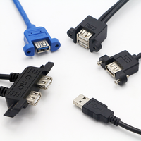 Cable de extensión USB2.0 3,0 con bloqueo de tornillo Micro Mini USB tipo A B C Montaje en panel hembra a macho