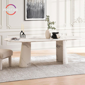 Mesa de comedor de mármol francés, mesa de comedor ovalada de lujo de alta gama de diseño para Villa, comedor, mesa de comedor ovalada, - Product Image 1
