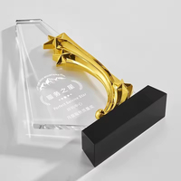 Trophée en cristal personnalisé de haute qualité, plaque commémorative en métal, souvenir artisanal avec boîte cadeau