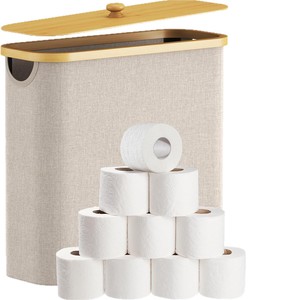 Oxford Cloth Storage <b>Basket</b> With Bamboo Lid Rectangle <b>Foldable</b> For Bathroom Storage Beige Gray Black Navy Blue Off White - Product Image 5