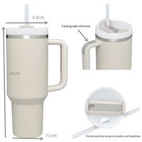 Vente en gros de gobelets isothermes classiques de 40 oz pour l'aventure en plein air, à double paroi, en acier inoxydable, avec poignée, pour boissons chaudes