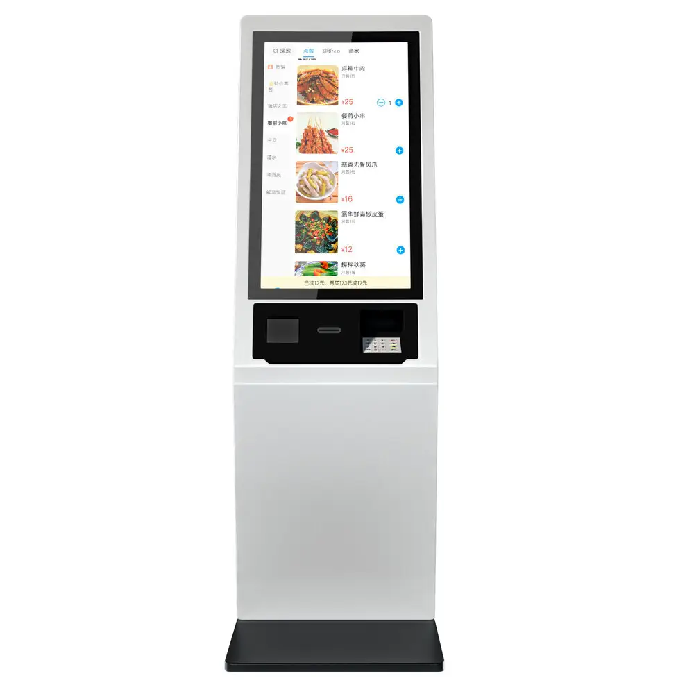 Scanner de carte d'identité/passeport aéroport 21.5 32 pouces machine de commande en libre-service kiosque à écran tactile kfc kiosque de commande en restaurant