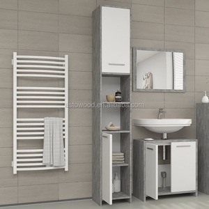 White Bathroom Cabinet Tall Unit Free Standing Storage <strong>Shelves</strong> Bath Furniture <strong>UK</strong> - Product Image 4