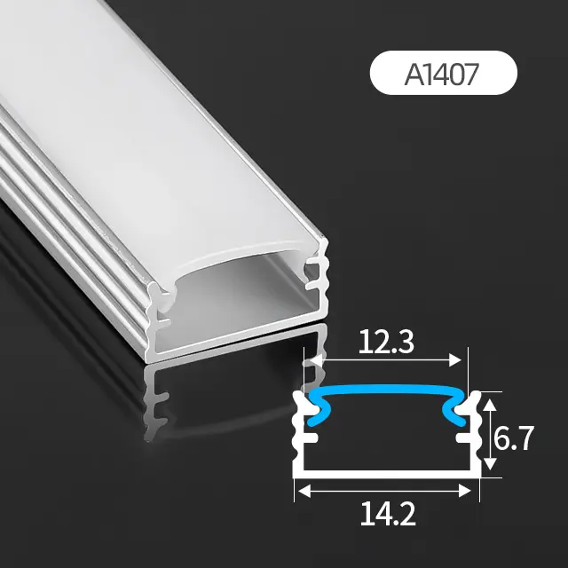 A1407 prix d'usine profilé en aluminium led bande lumineuse profilé en aluminium led profilés en aluminium montés en surface