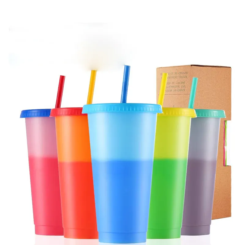 พลาสติก PP เปลี่ยนสีถ้วยผนังเดี่ยวสร้างแรงบันดาลใจถ้วยตลกที่มีสีสัน