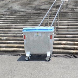 1.1 M3 आउटडोर स्ट्रीट मोबाइल ट्राली धातु जस्ती स्टील अपशिष्ट कंटेनर 1100 एल बकवास बिन कंटेनर - Product Image 6