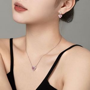 Dylam Specially 2024 Valentine's Day Gift S925 <b>Silver</b> Sparkling Clear Pinky 5A Cubic Zirconia Heart Shape Dangle <b>Stud</b> <b>Earrings</b> - Product Image 5