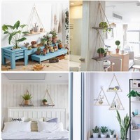 Décoration murale cadre en bois corde en bois balançoire cadre mural suspendu plante bougie cadre flottant