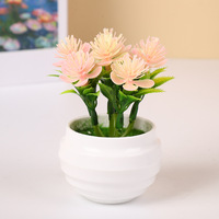 6 petites décorations artificielles en forme de fleurs de prunier en pot, ornements de bureau pour plantes