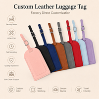 Étiquette de bagage promotionnelle en cuir PU avec logo personnalisé, étiquette de valise de voyage personnalisée avec cache de confidentialité pour cadeaux événementiels
