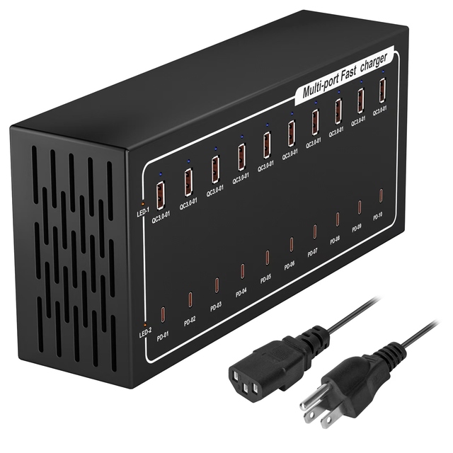 USB Charging Station, USB C Charger Block, 400W(20A) 20 Port Multiport USB Hub Desktop