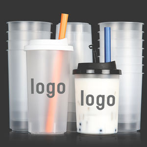 Gobelets en plastique dur jetables personnalisés de 18oz 500ml 700ml Gobelets en plastique PP givrés avec couvercles pour cocktail, boba bubble tea, café - Product Image 2