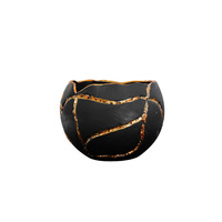 Petit pot de fleurs rond Golden Crack, assiette à fruits secs, design artistique moderne et simple, peint à la main, pour le salon