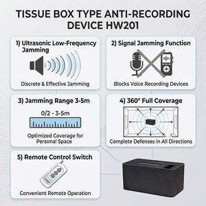 Boîte à mouchoirs de table anti-interférence vocale pour la sécurité audio et la protection de la vie privée dans les salles de conférence confidentielles - Product Image 4