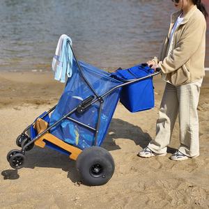 OEM disesuaikan balon baja tahan karat lipat roda gerobak troli pantai besar untuk berkemah - Product Image 4