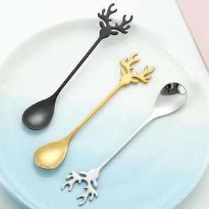 Cuillère à dessert Lehao en acier inoxydable 304, mignonne et créative, pour mélanger gâteaux, glaces, thé, cuillère à café en forme de renne de Noël - Product Image 2