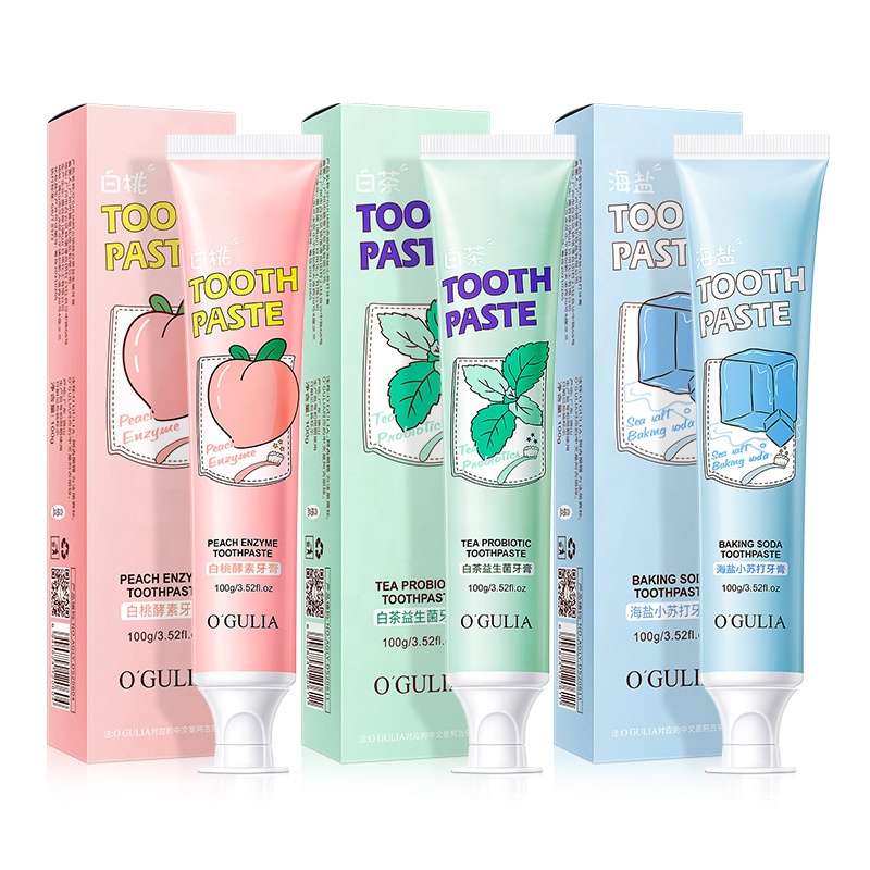 100 г соды пробиотики Осветляющий отбеливающая зубная паста персик белый чай морская соль зубная щетка зубная уход оптом зубная паста