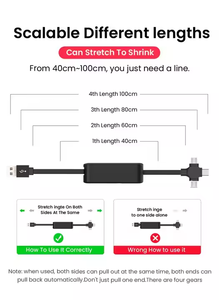 Cầm tay 3A tốc độ cao sạc nhanh Telescopic ba-trong-một Cáp dữ liệu với biểu tượng tùy chỉnh cho IOS doanh nghiệp sử dụng và quà tặng cho - Product Image 5