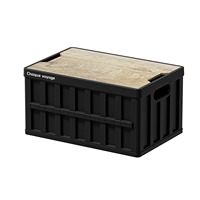 Caisse de rangement pliable en plastique pour le camping avec couvercle en bois, style industriel, boîte empilable pour le camping en plein air et l'emballage de cadeaux
