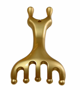 Peine de Aleación de Zinc Dorado 2 en 1, Herramienta Manual de Masaje para Cuero Cabelludo y Cuello - Product Image 3