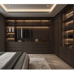 Systèmes de dressing encastré modernes de luxe en bois massif avec éclairage intégré - Product Image 3