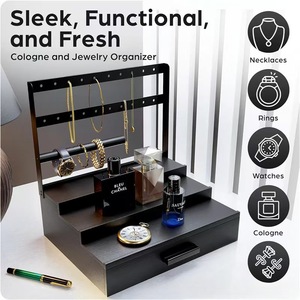 Expositor de Joyería de Madera de 3 Niveles, Organizador de Escritorio con Compartimento Secreto para Objetos de Valor - Product Image 5