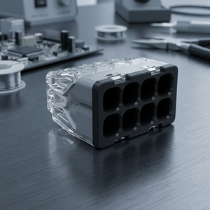Connecteurs de fils à enfoncement 8 pôles PC218S - Noir transparent, certifiés CE, 24A 450V, marque taïwanaise, connecteurs électriques rapides et compacts pour - Product Image 3