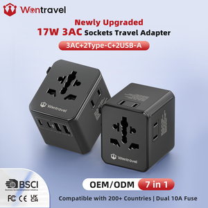 Wontravel 3AC Sockets 17W Global Worldwide Travel Adaptor Universal Travel <b>Adapter</b> with Case - Product Image 1